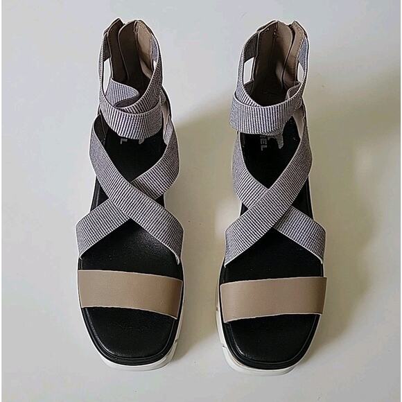 Sorel Joannie III Sport Strap Platform Wedge Sandals Gray Open Toe - Picture 6 of 14